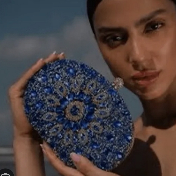 Elegant Pink, Gold, Blue, Green, or, Black or RED and Gold Embellished Clutch - Picture 6 of 6